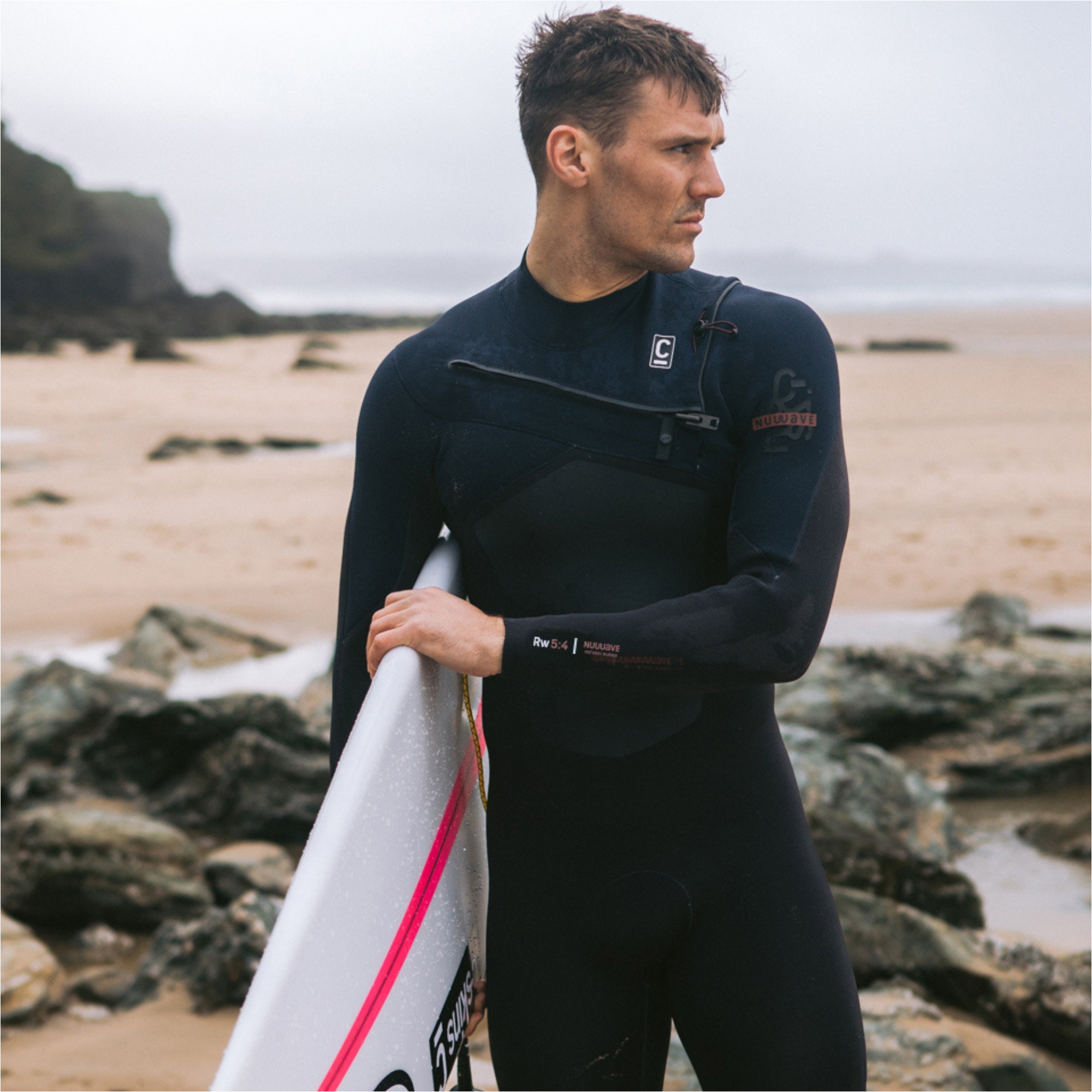 2025 C-Skins Mens Nuwave Rewired 5/4mm Chest Zip Wetsuit C-NRW54MCZ - Meteor / Meteor X / Bluestone X